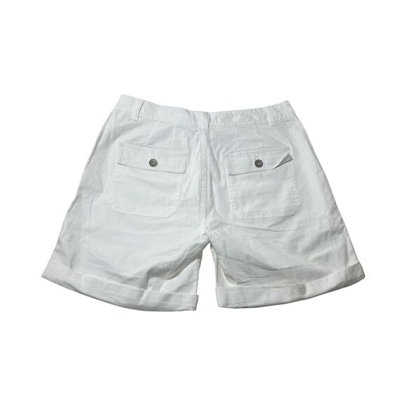 Sundance Womans 6 White Cuffed Bermuda Cotton Button fly Boho Coastal Shorts Nwt - Picture 4 of 4